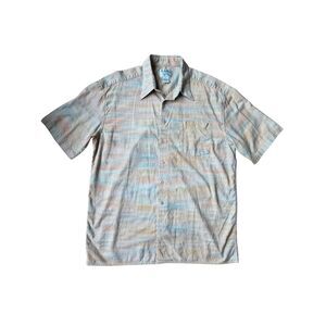 90s Outback Trail Foxfire Pastel Stripe Cotton Short Sleeve Button Down XL VTG